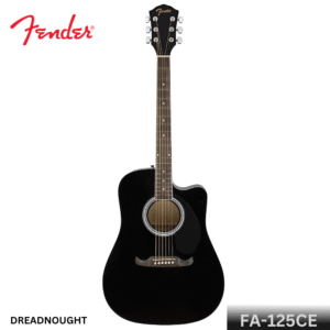 Fender FA-125CE Black Dreadnought Semi Acoustic Guitar