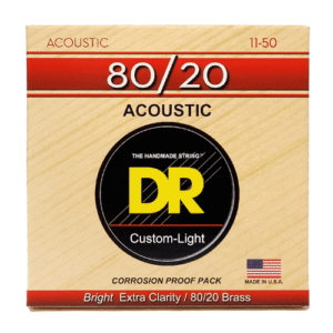 DR, Acoustic Guitar Strings, Hi-Beam, 80/20 Brass, .011-.050, Custom Light -Set 3-HA-11