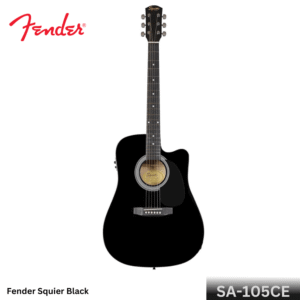 Fender Squier SA-105CE Dreadnought Cutaway Semi Acoustic Guitar Black