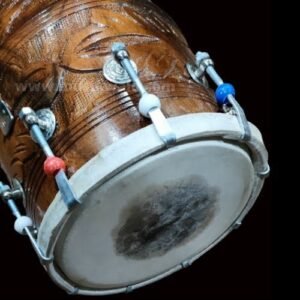 Dholak Sheesham Wood Engraved with Bag